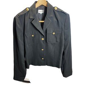 Neiman Marcus Black Gold Button Nautical Fitted Jacket Sz 8